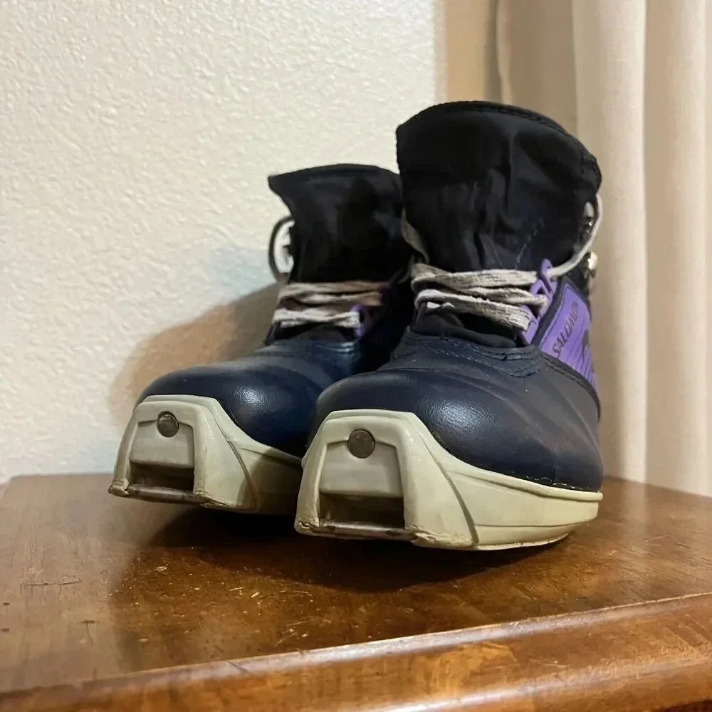 Vintage SALOMON 361 SR Nordic Cross Country Ski Boots Size EU 36 US 6 SNS Purple